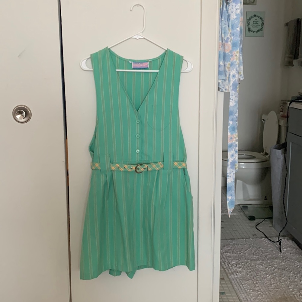 Teal and yellow vintage romper